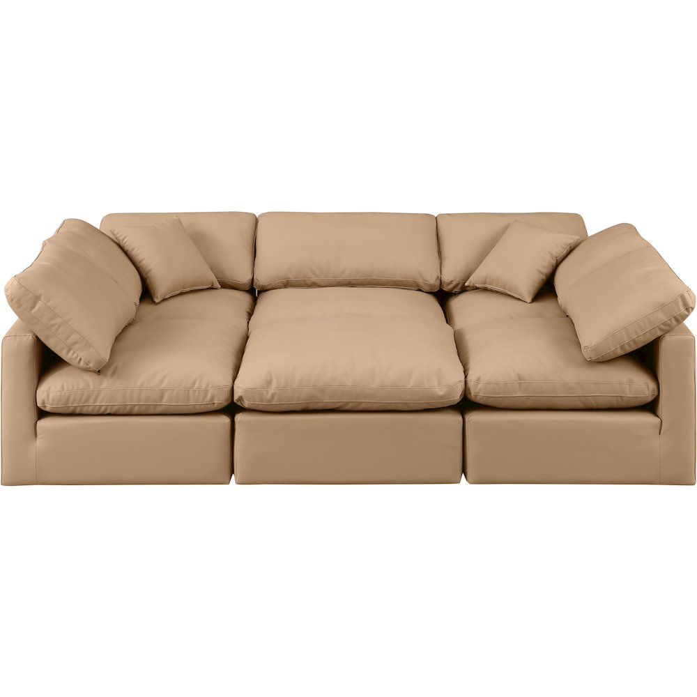 Indulge Tan Vegan Leather Modular Sectional