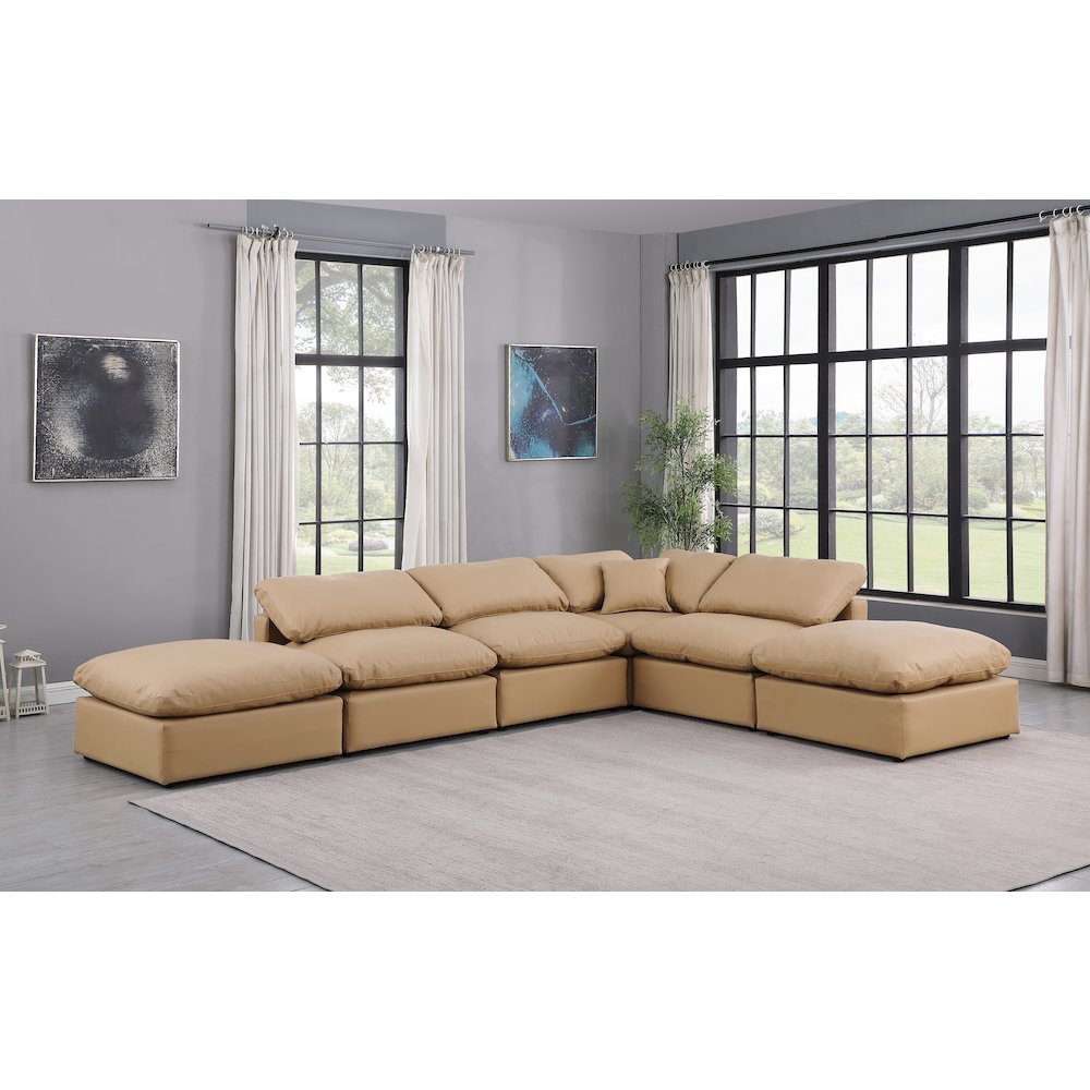Indulge Tan Vegan Leather Modular Sectional