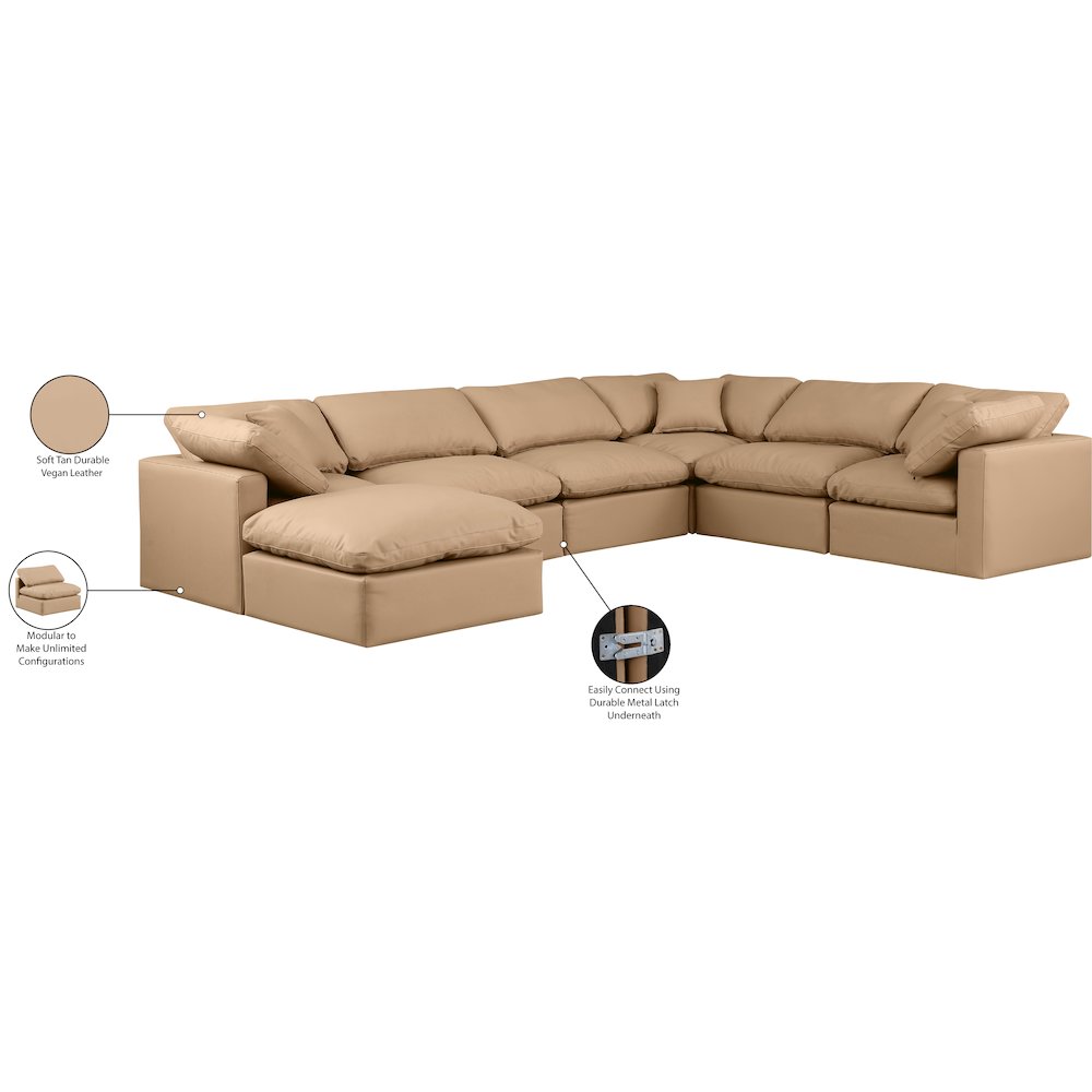 Indulge Tan Vegan Leather Modular Sectional