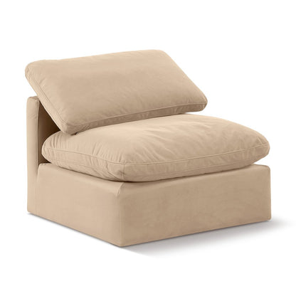 Indulge Beige Velvet Armless Chair
