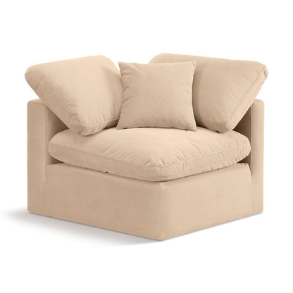 Indulge Beige Velvet Corner Chair