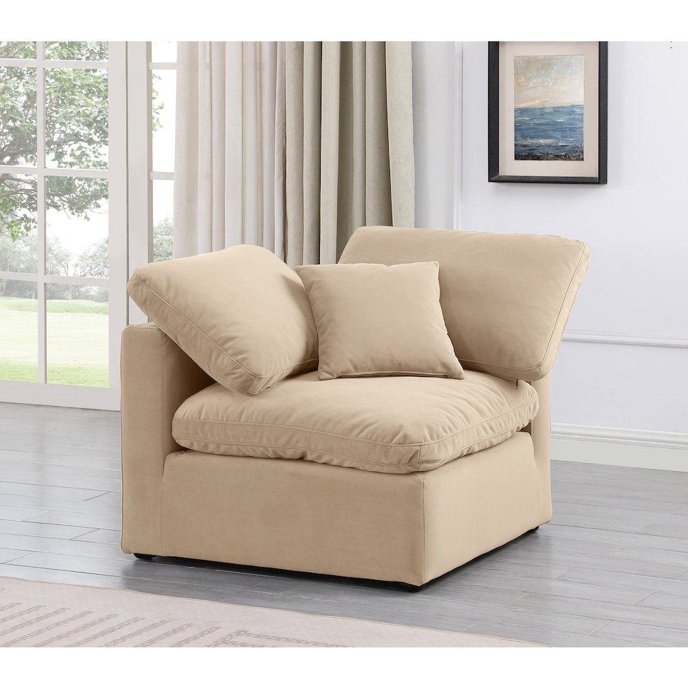 Indulge Beige Velvet Corner Chair