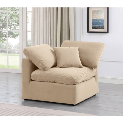 Indulge Beige Velvet Corner Chair