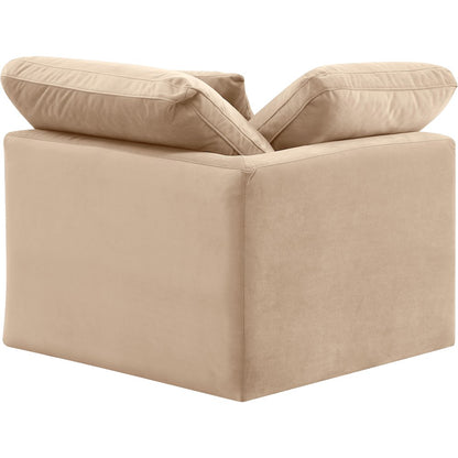 Indulge Beige Velvet Corner Chair