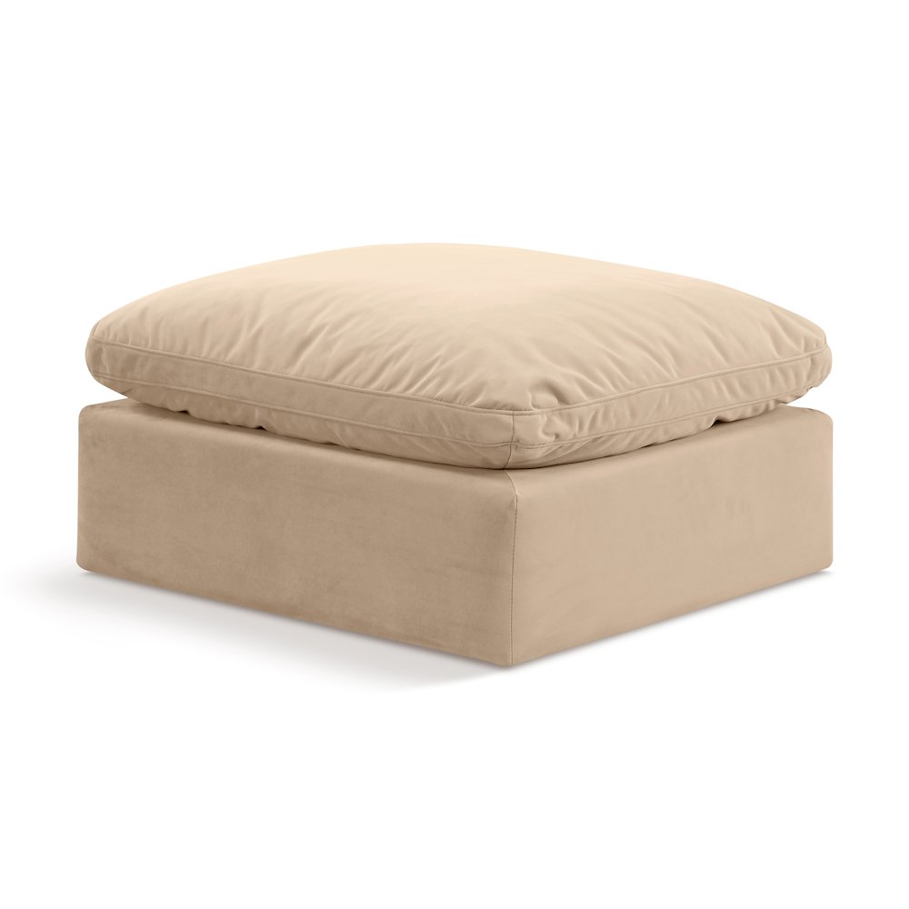 Indulge Beige Velvet Ottoman