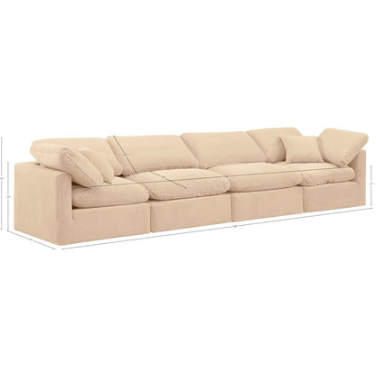 Indulge Beige Velvet Modular Sofa