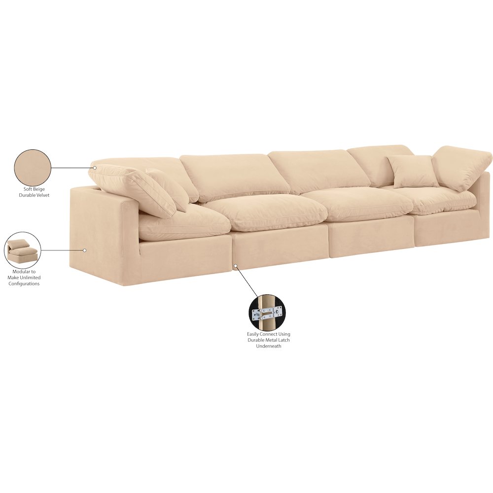 Indulge Beige Velvet Modular Sofa