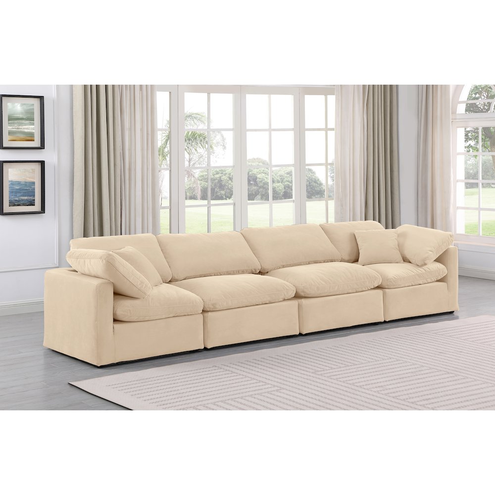 Indulge Beige Velvet Modular Sofa