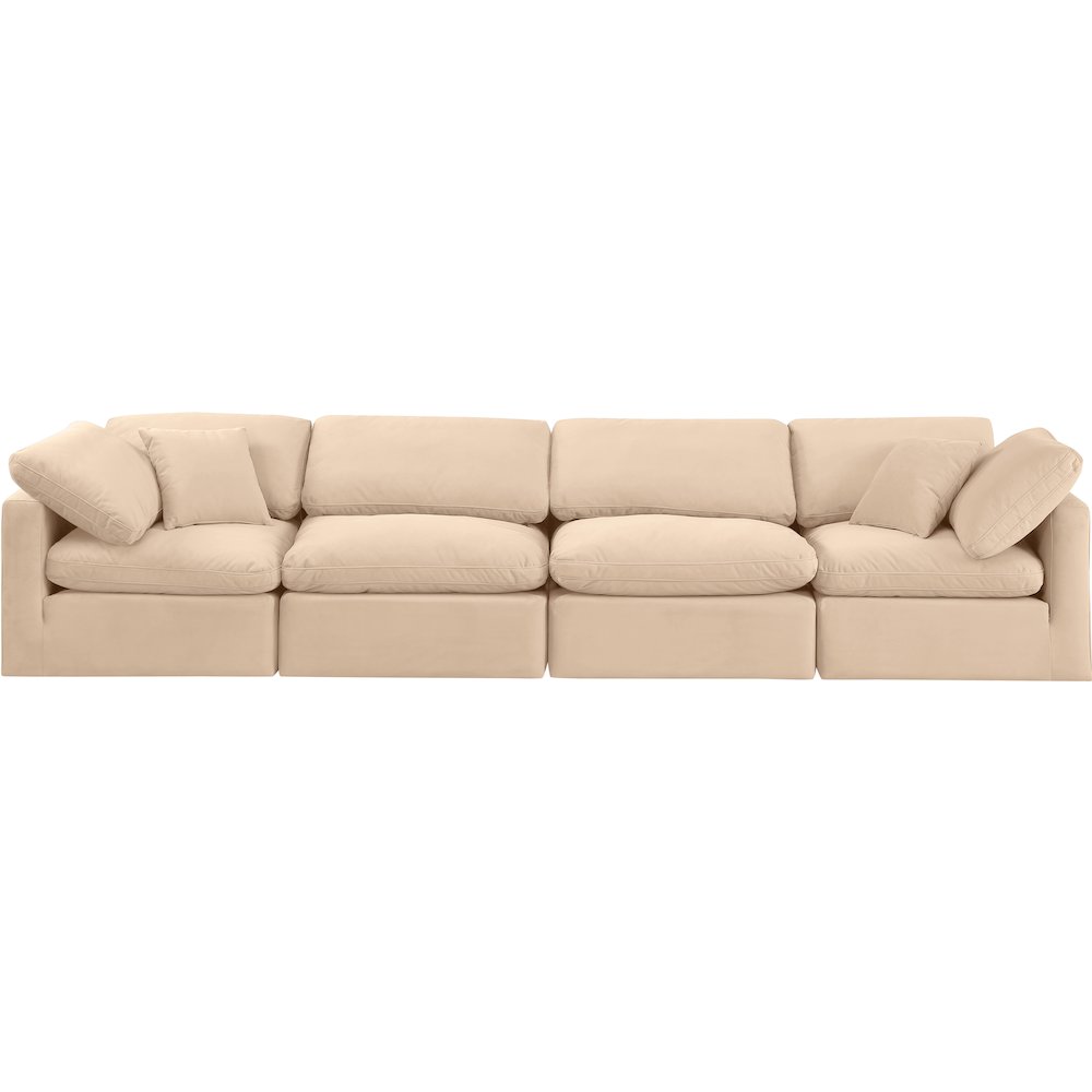 Indulge Beige Velvet Modular Sofa