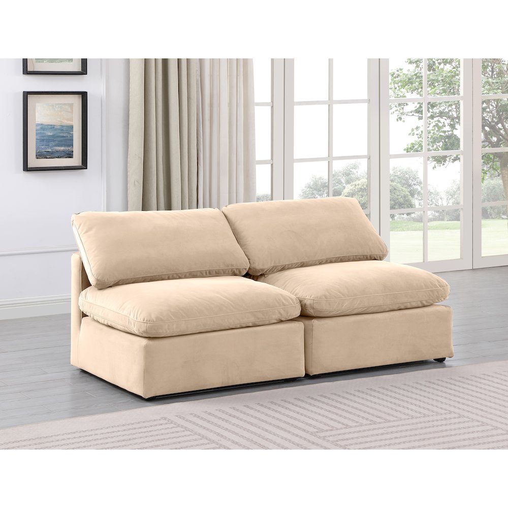 Indulge Beige Velvet Modular Sofa