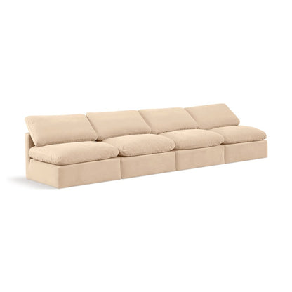Indulge Beige Velvet Modular Sofa