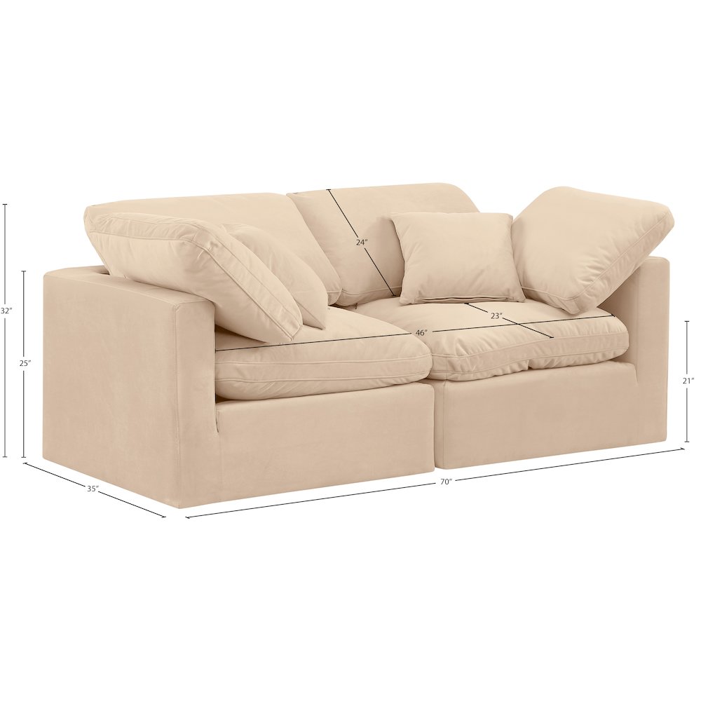 Indulge Beige Velvet Modular Sofa