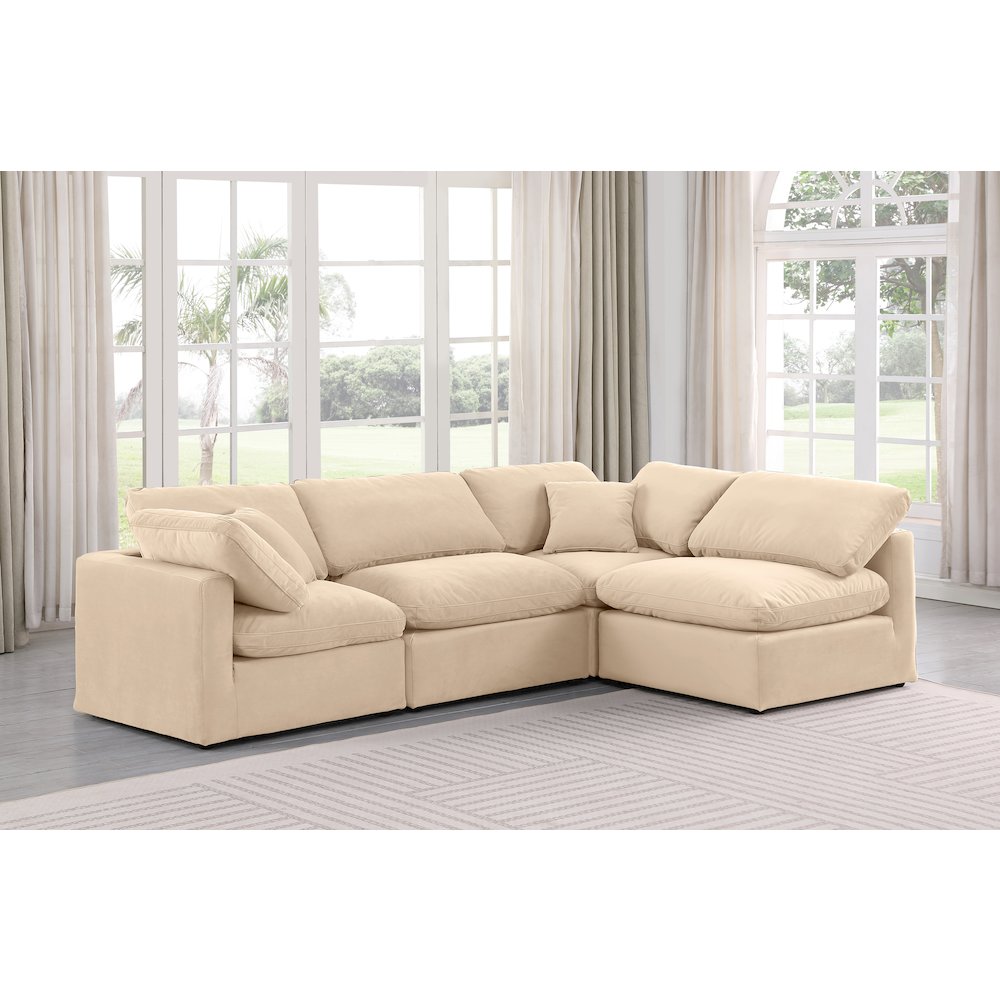 Indulge Beige Velvet Modular Sectional