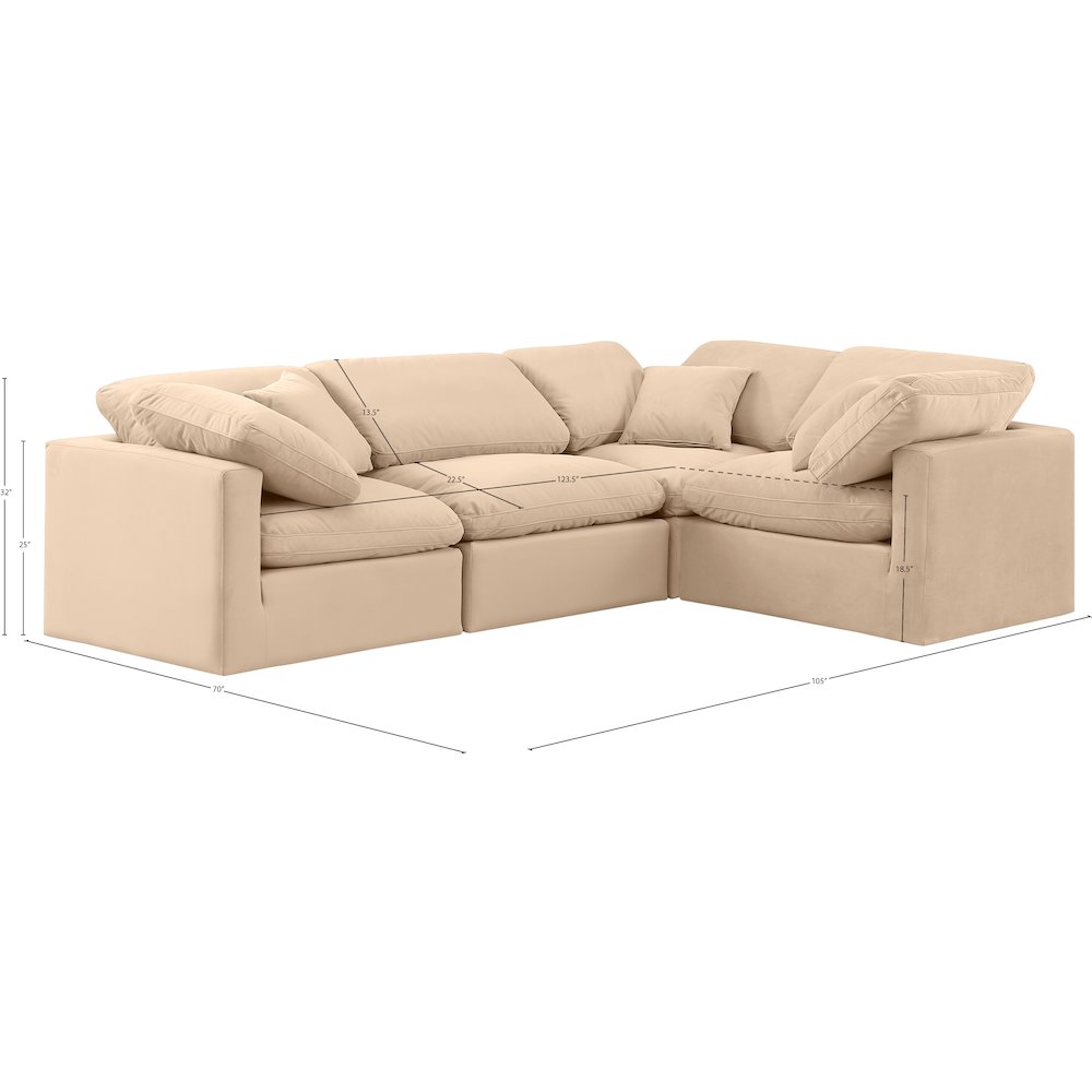Indulge Beige Velvet Modular Sectional