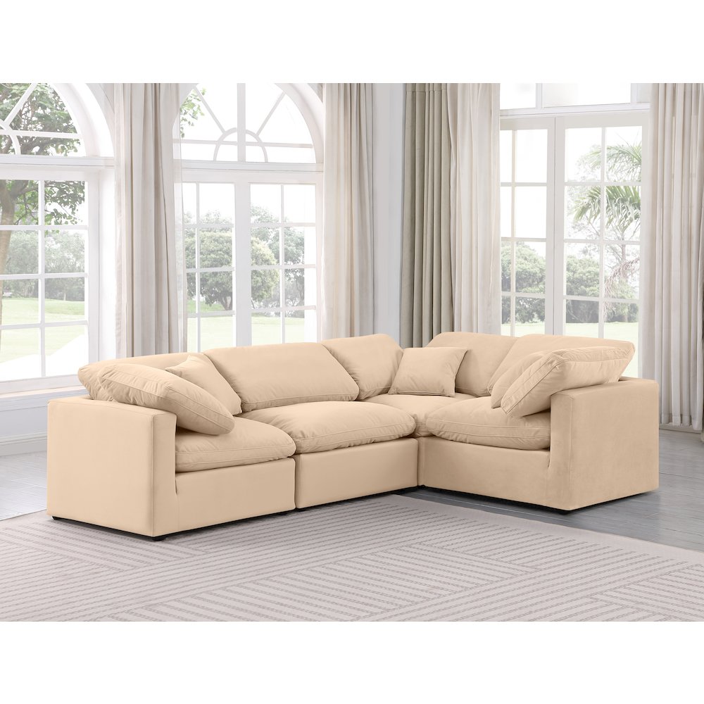 Indulge Beige Velvet Modular Sectional