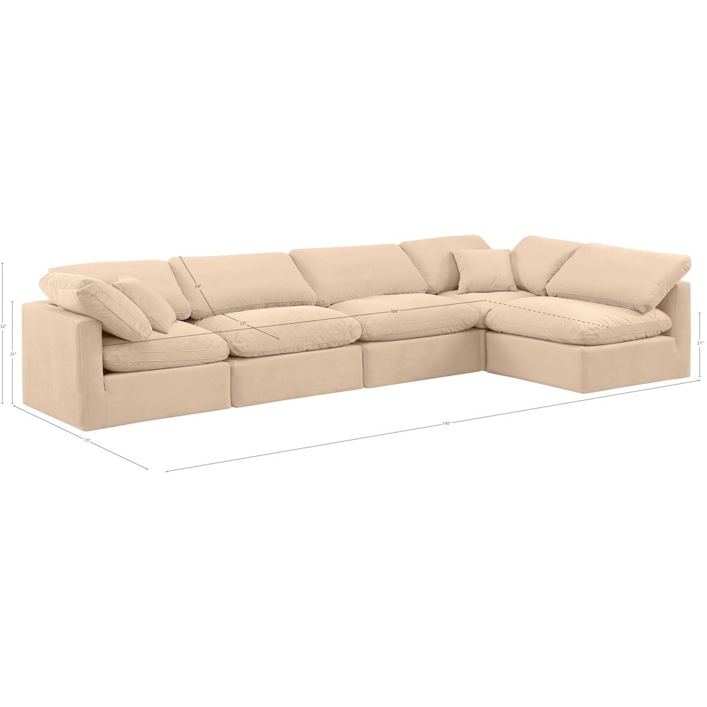 Indulge Beige Velvet Modular Sectional