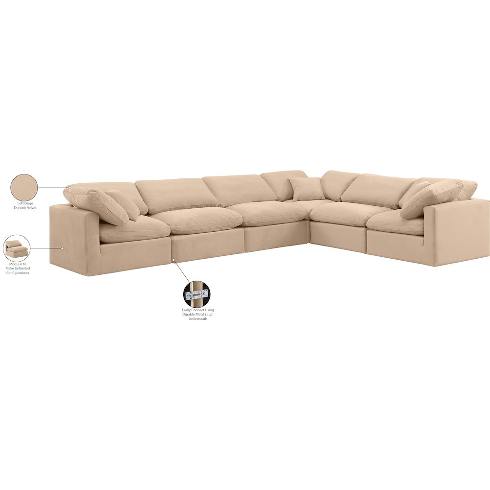 Indulge Beige Velvet Modular Sectional
