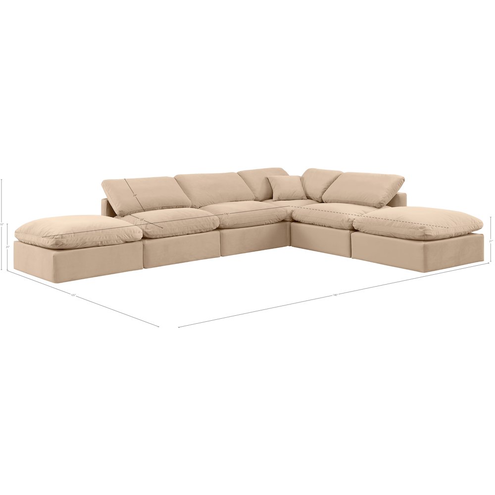 Indulge Beige Velvet Modular Sectional
