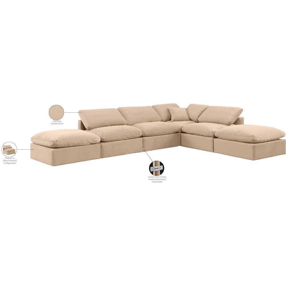 Indulge Beige Velvet Modular Sectional