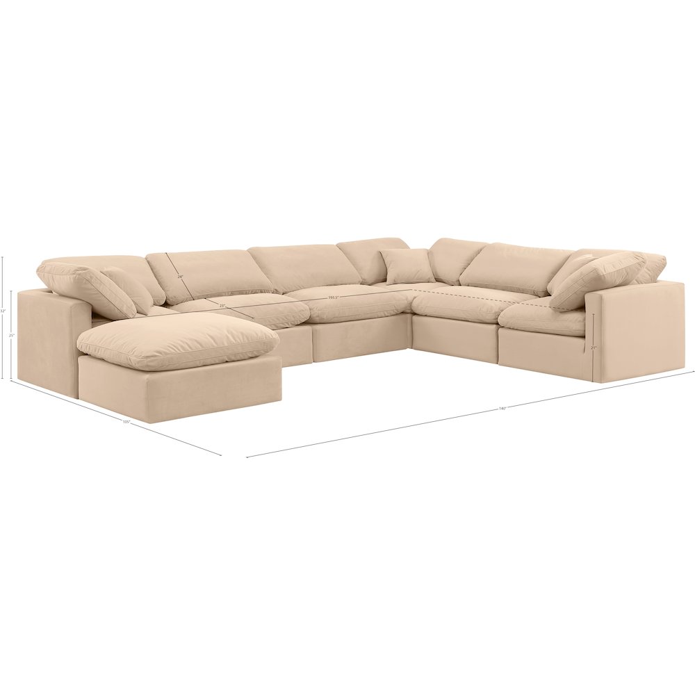 Indulge Beige Velvet Modular Sectional