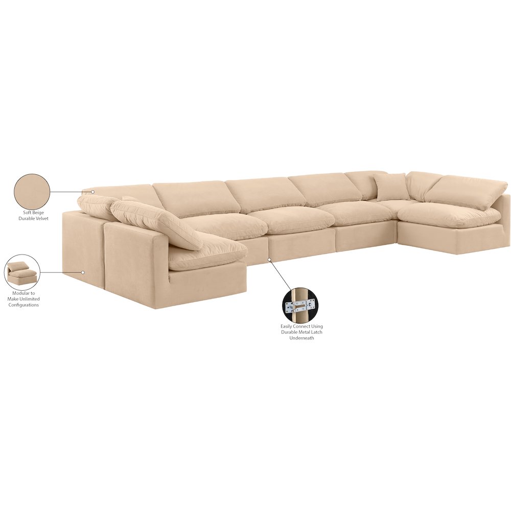 Indulge Beige Velvet Modular Sectional