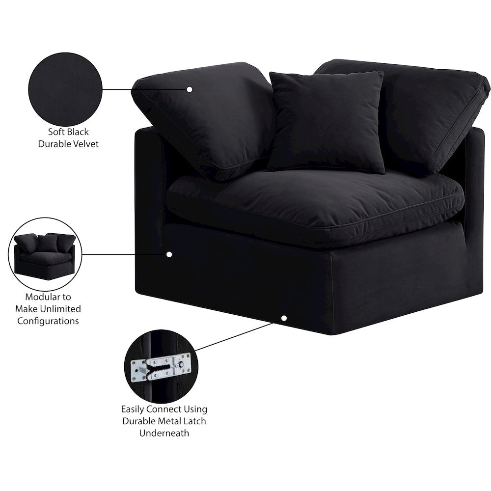 Indulge Black Velvet Corner Chair