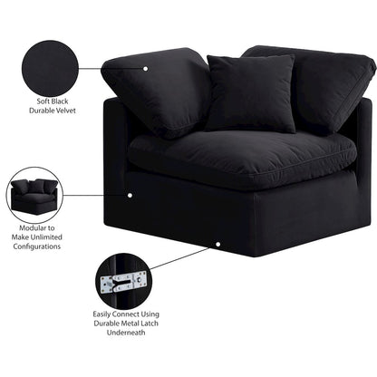 Indulge Black Velvet Corner Chair