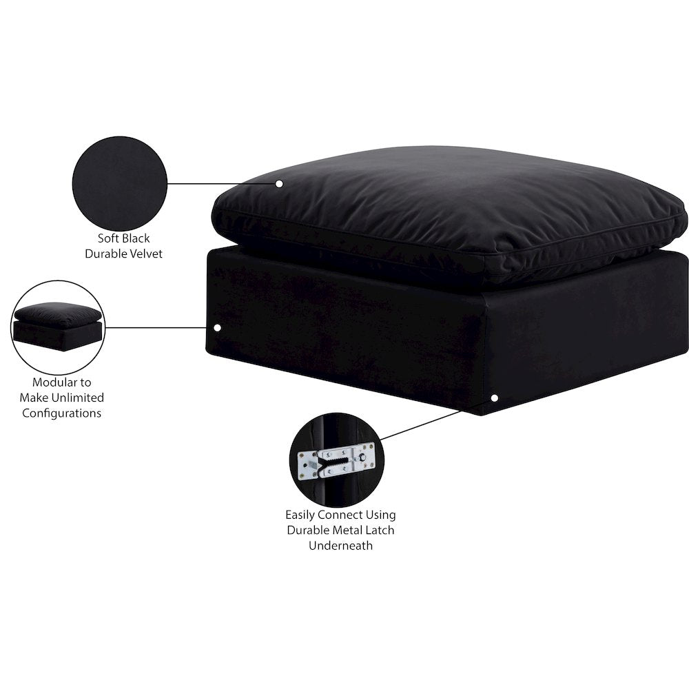 Indulge Black Velvet Ottoman