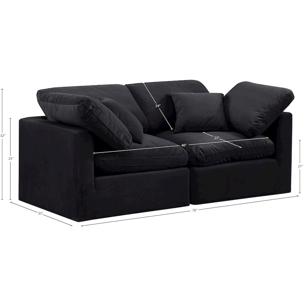 Indulge Black Velvet Modular Sofa