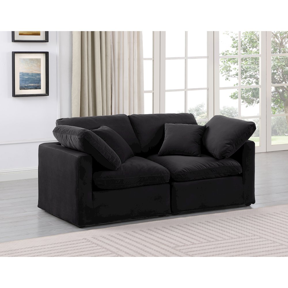 Indulge Black Velvet Modular Sofa