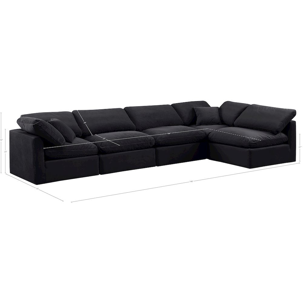 Indulge Black Velvet Modular Sectional