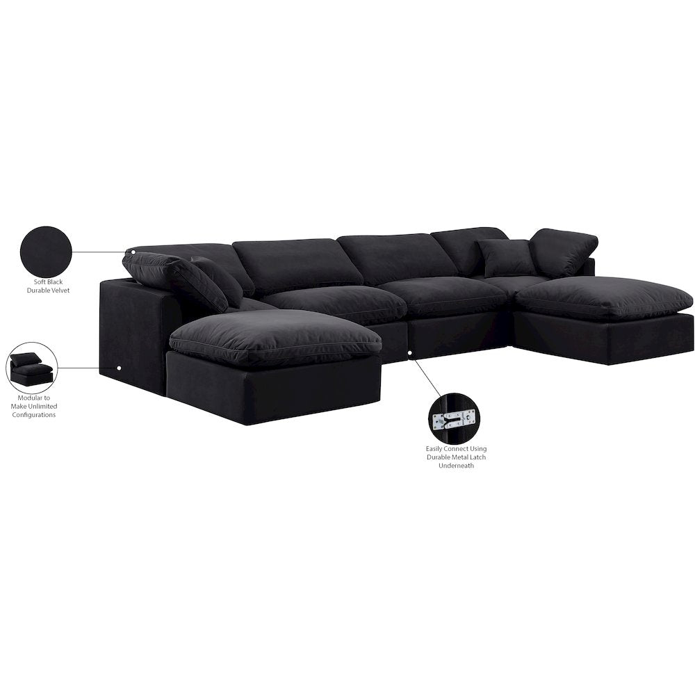 Indulge Black Velvet Modular Sectional