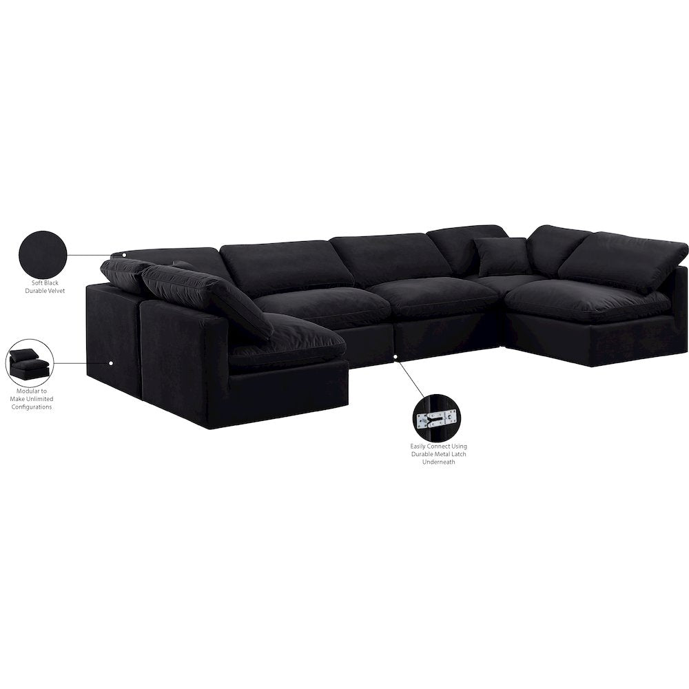 Indulge Black Velvet Modular Sectional