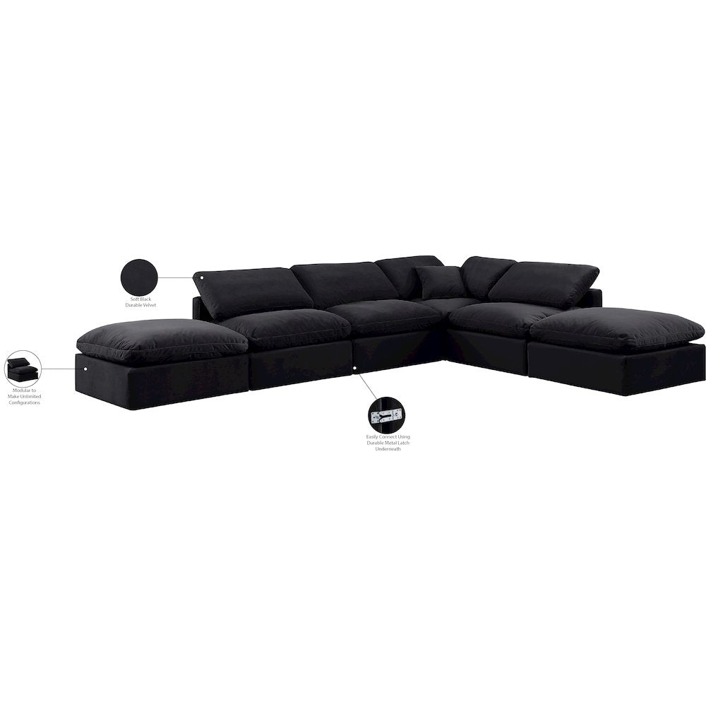 Indulge Black Velvet Modular Sectional