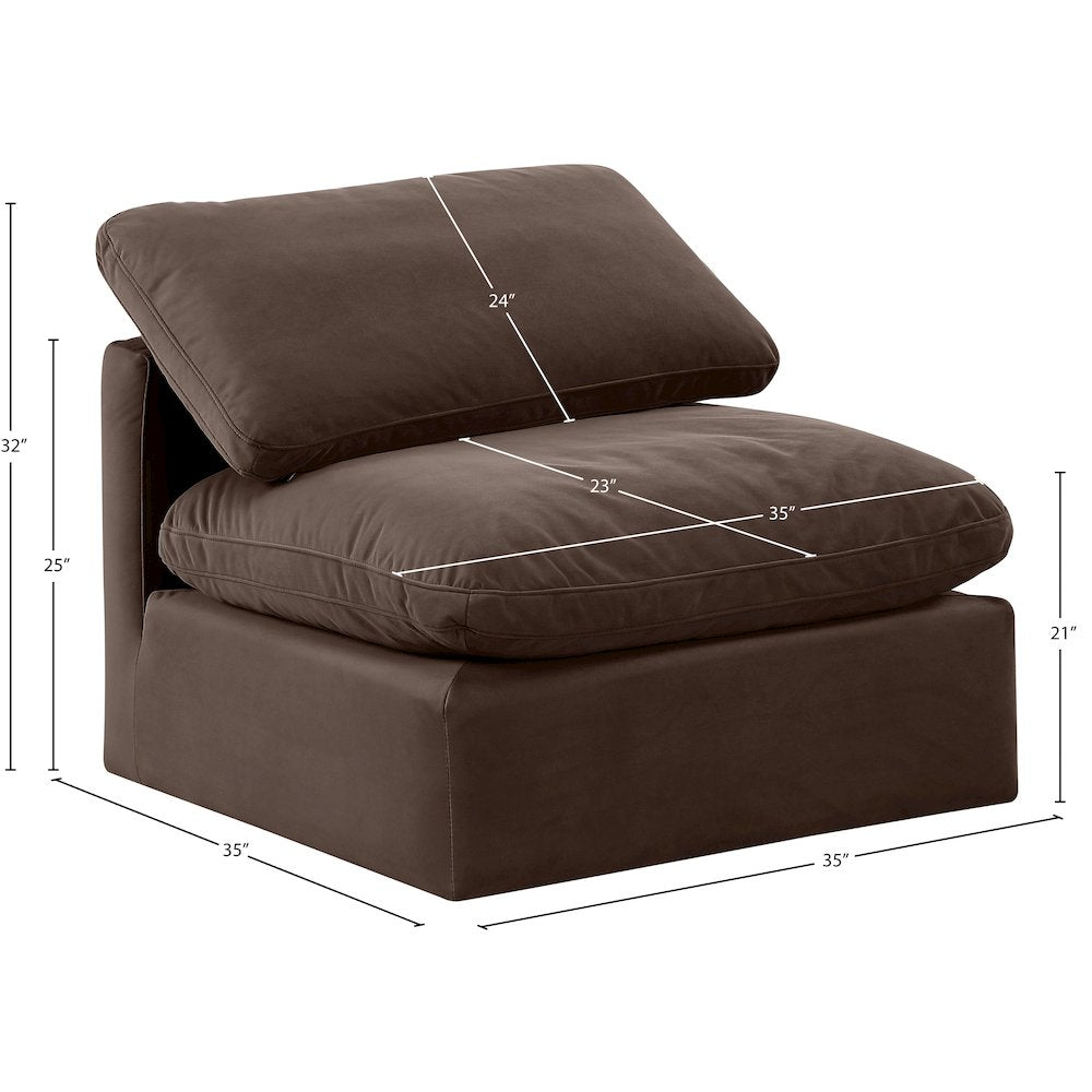 Indulge Brown Velvet Armless Chair