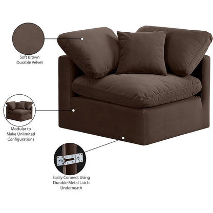 Indulge Brown Velvet Corner Chair
