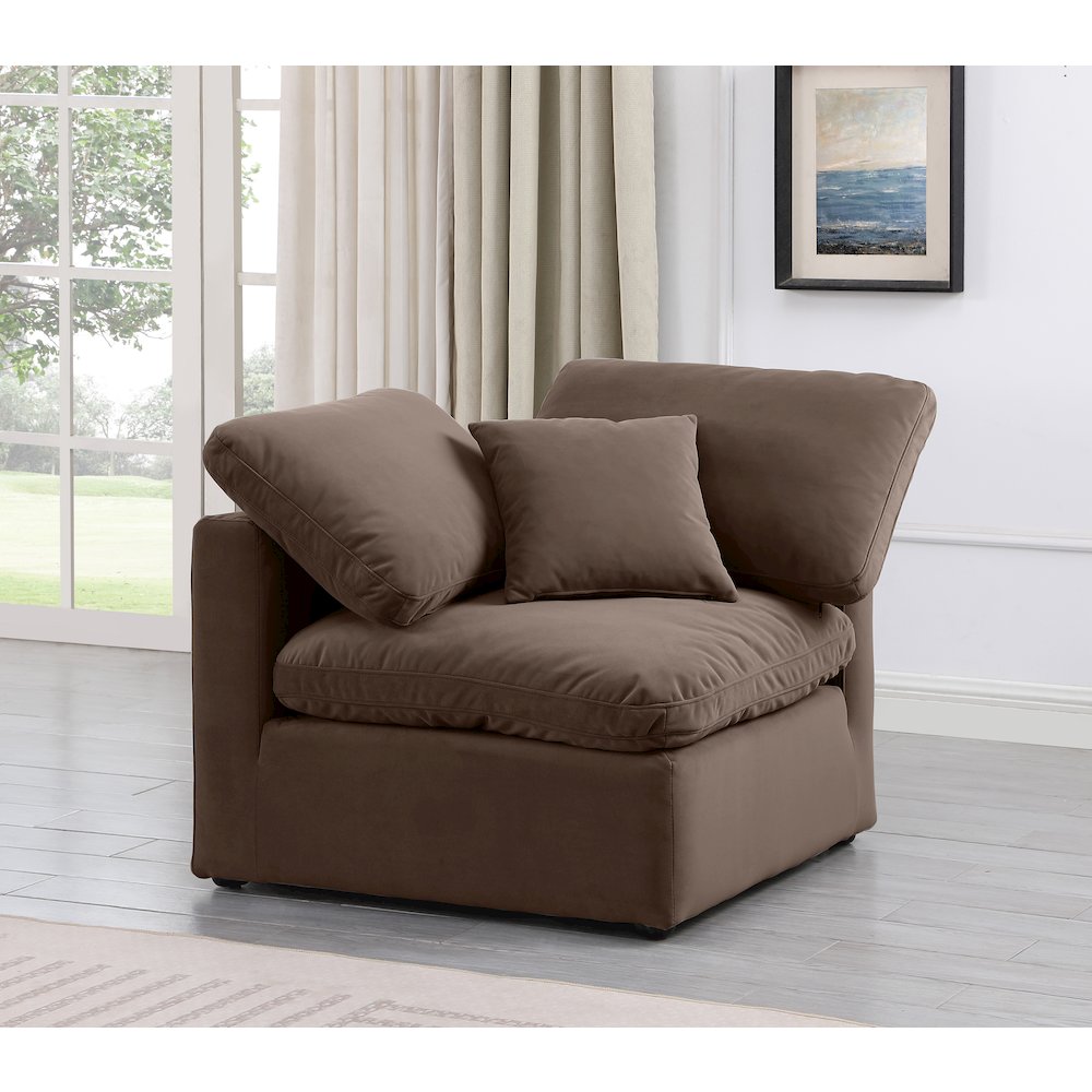 Indulge Brown Velvet Corner Chair