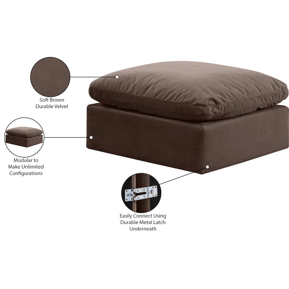 Indulge Brown Velvet Ottoman
