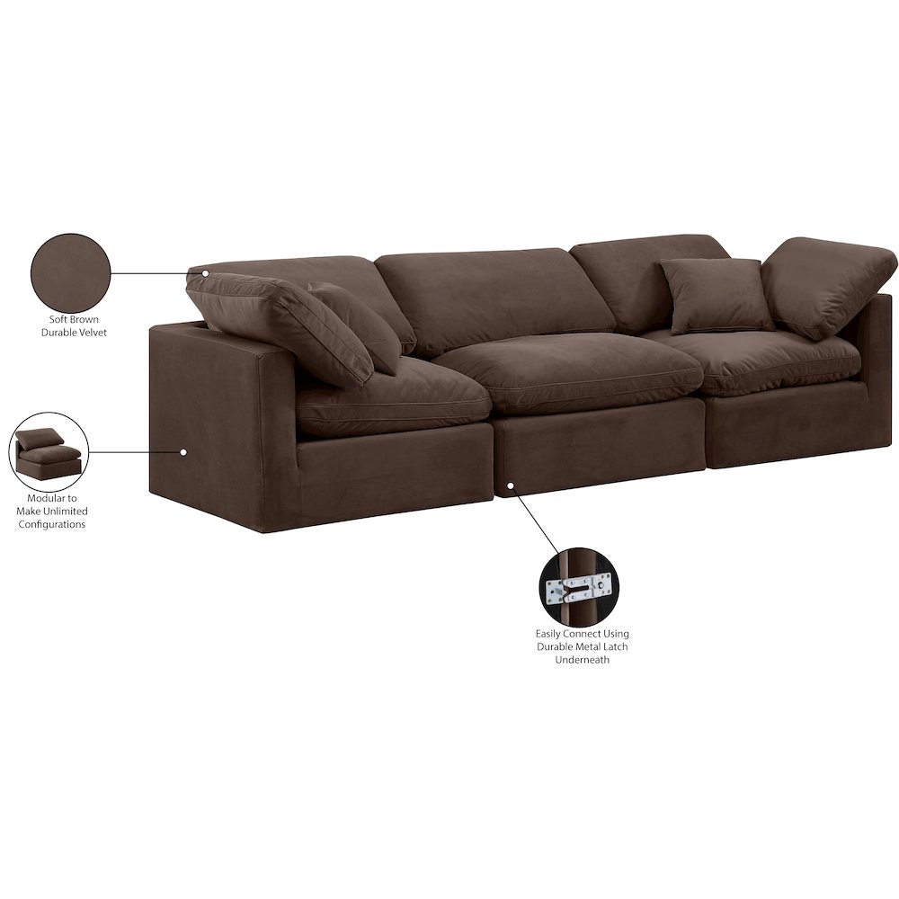 Indulge Brown Velvet Modular Sofa