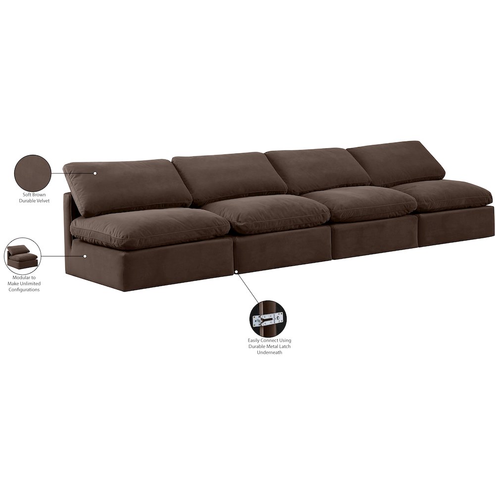 Indulge Brown Velvet Modular Sofa