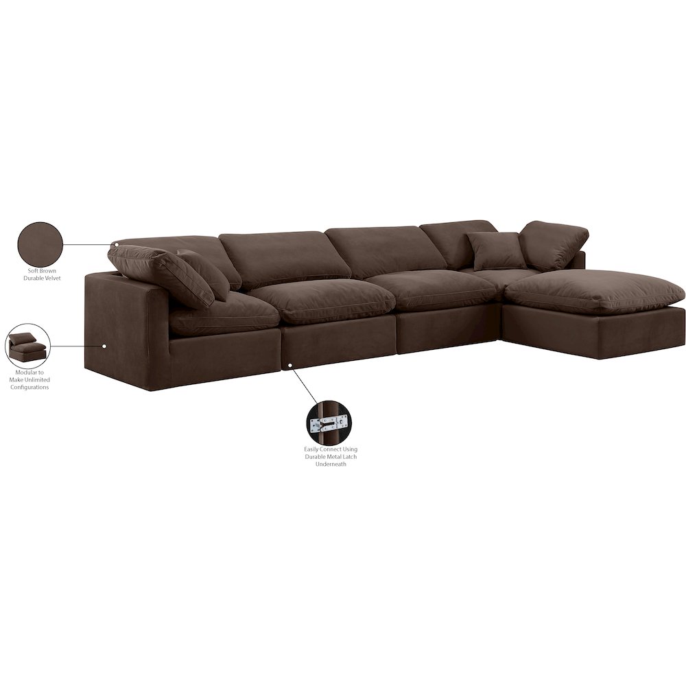 Indulge Brown Velvet Modular Sectional