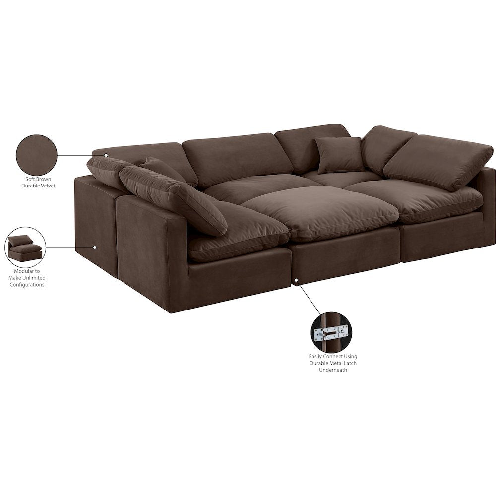 Indulge Brown Velvet Modular Sectional