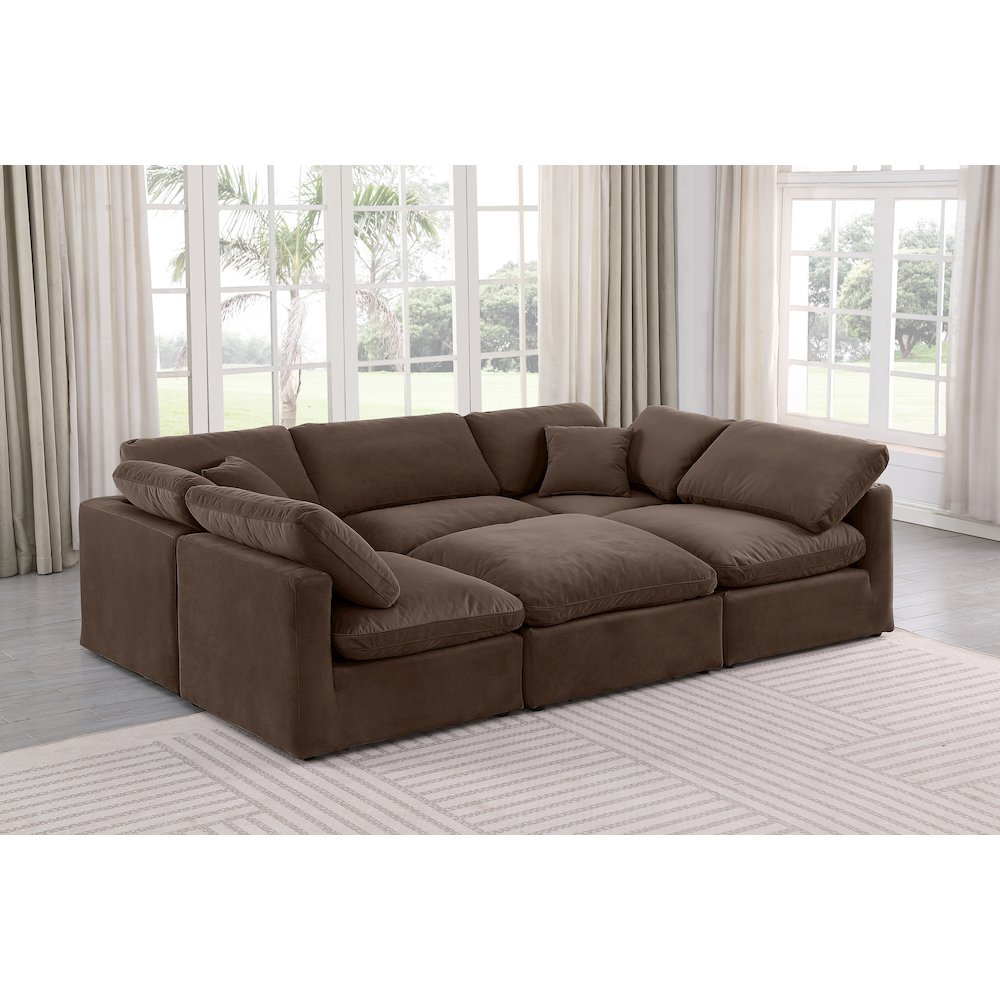 Indulge Brown Velvet Modular Sectional