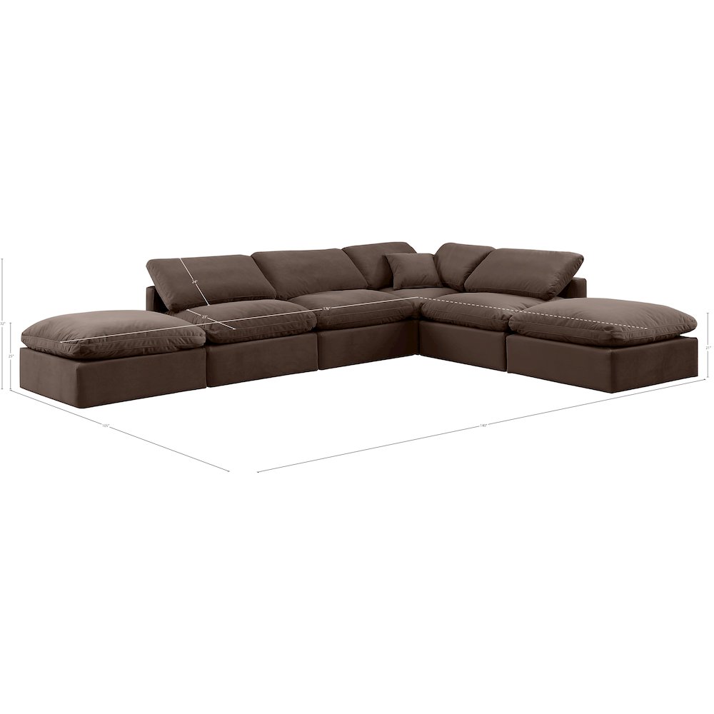 Indulge Brown Velvet Modular Sectional