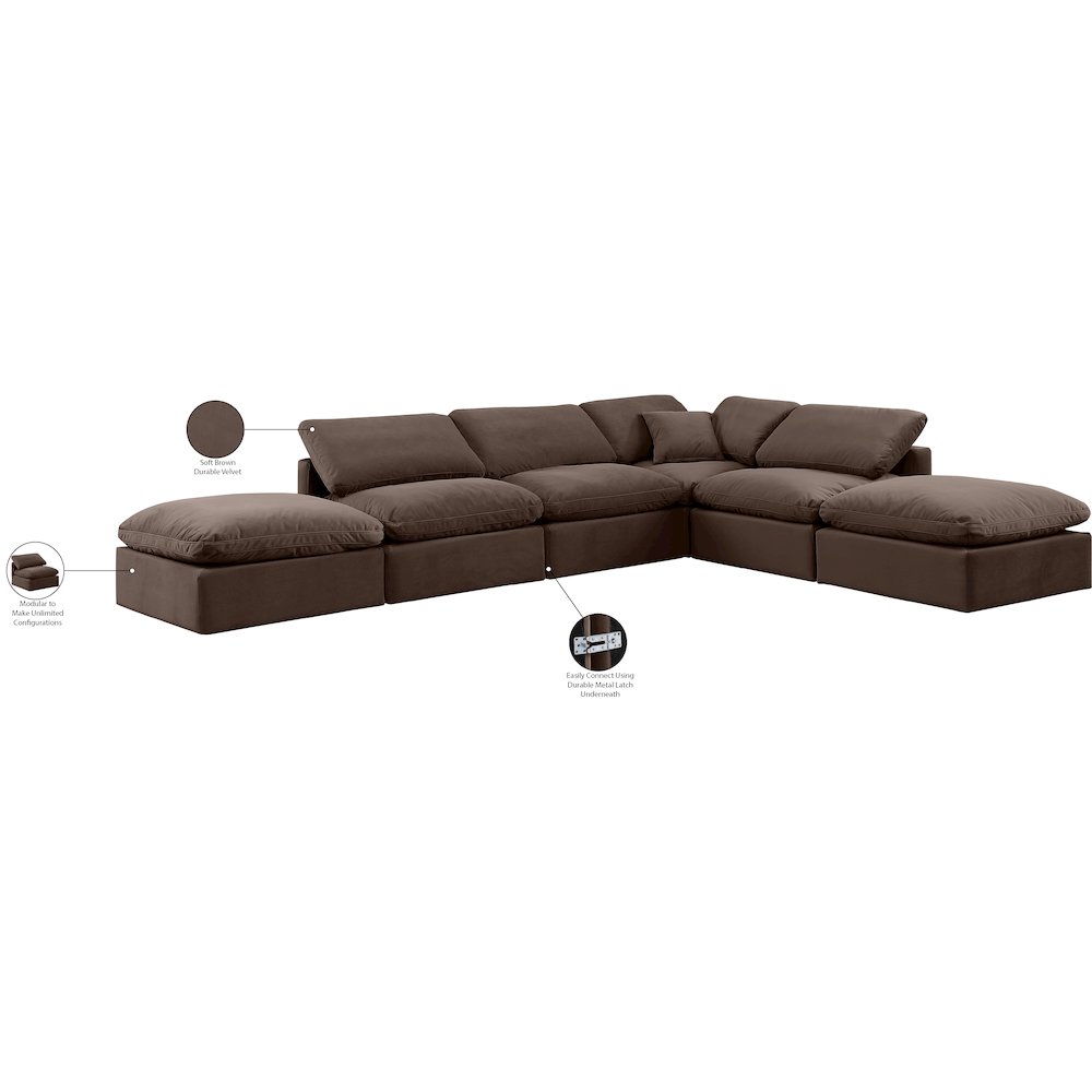Indulge Brown Velvet Modular Sectional