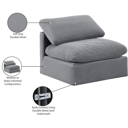 Indulge Grey Velvet Armless Chair