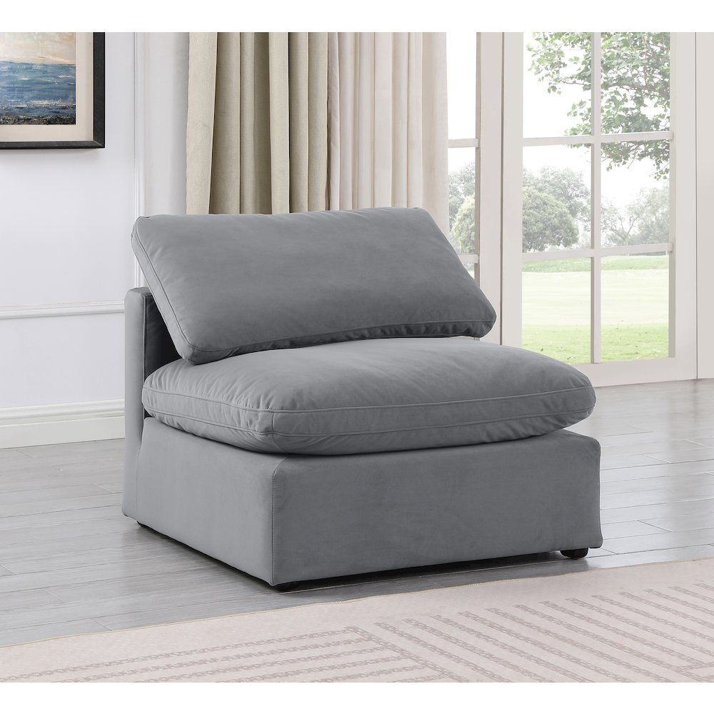 Indulge Grey Velvet Armless Chair