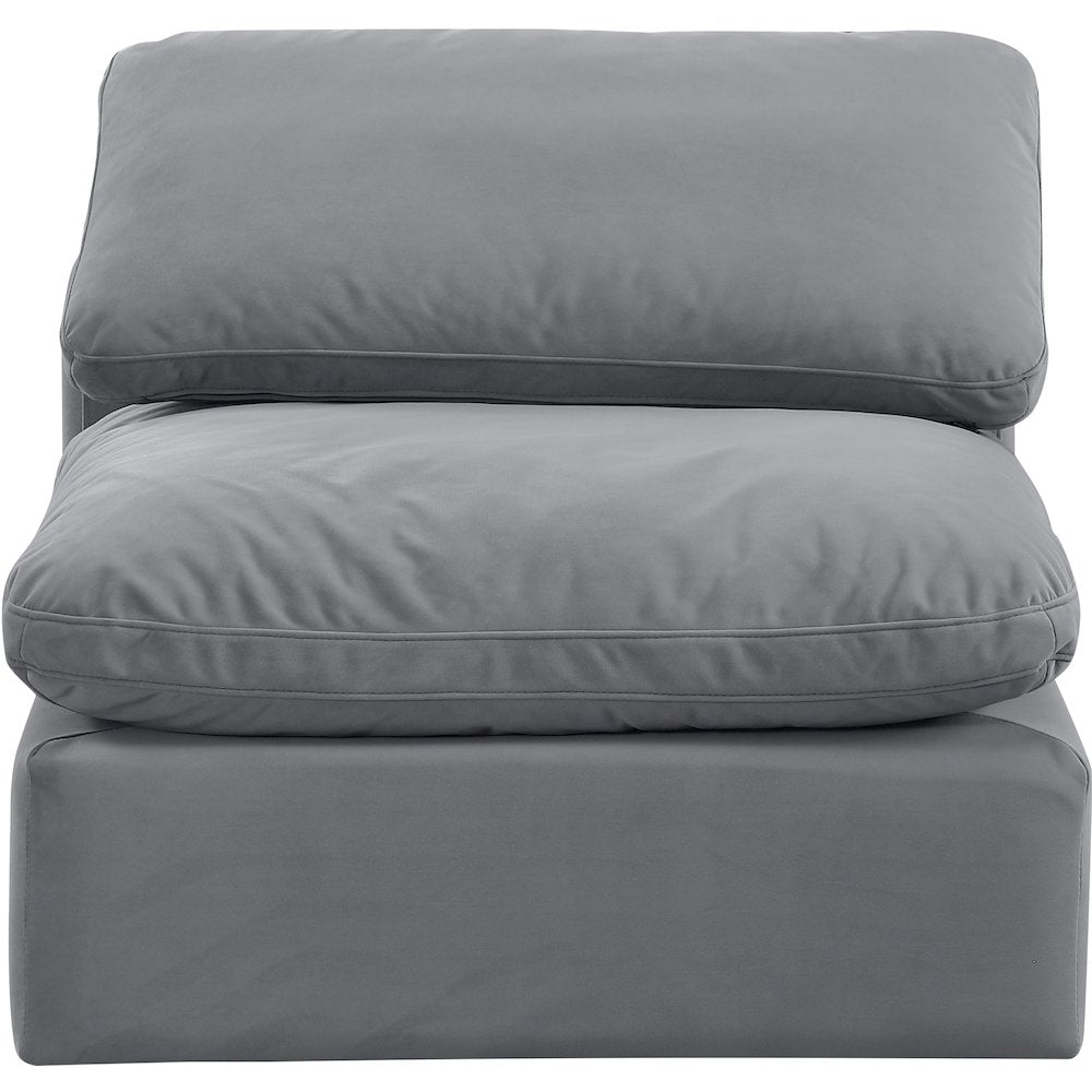 Indulge Grey Velvet Armless Chair