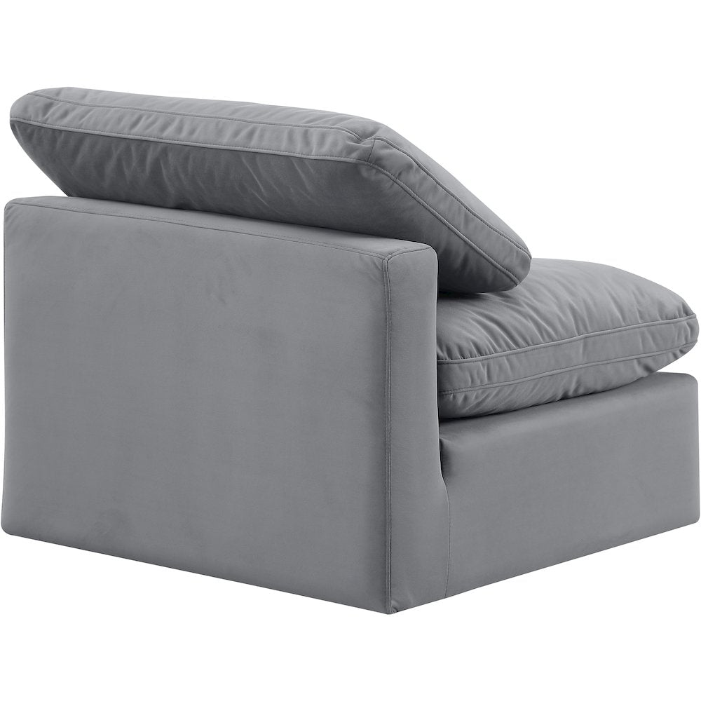 Indulge Grey Velvet Armless Chair