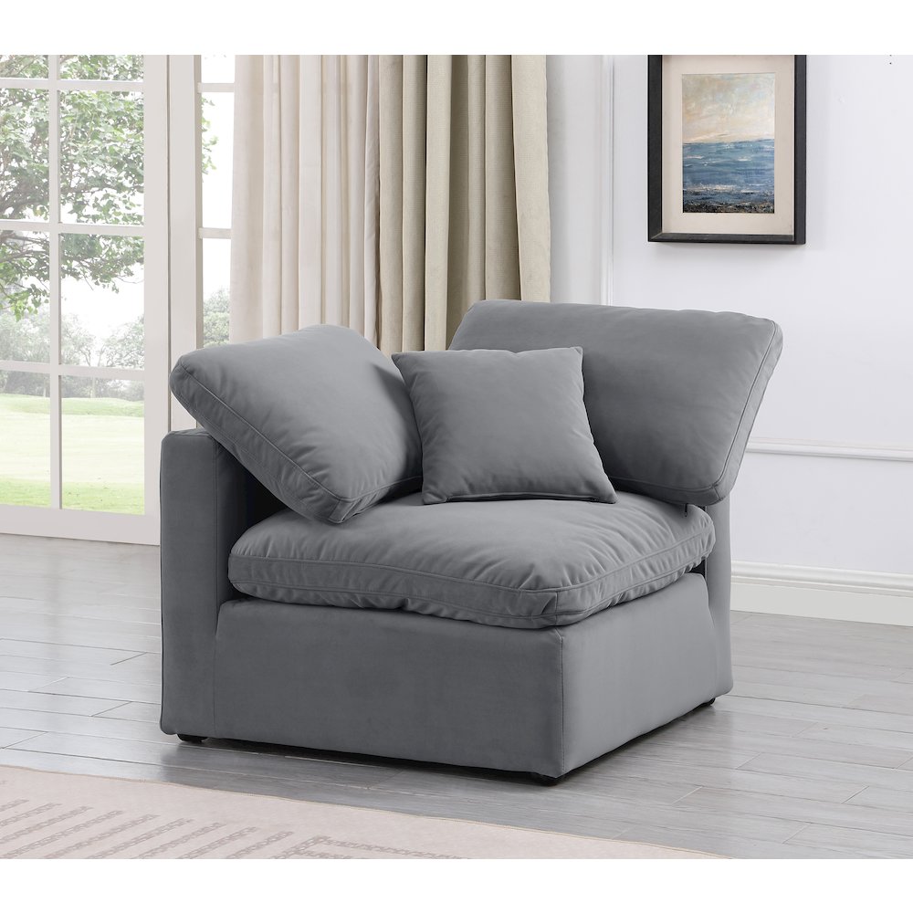 Indulge Grey Velvet Corner Chair